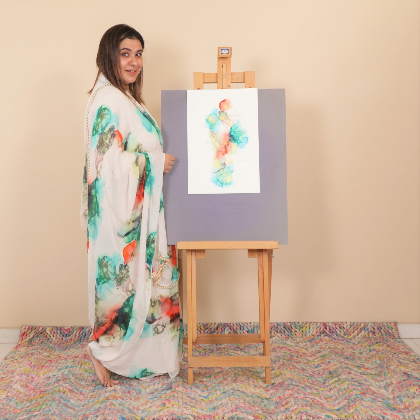 Sukoon Pre Stitched Chinon Sari