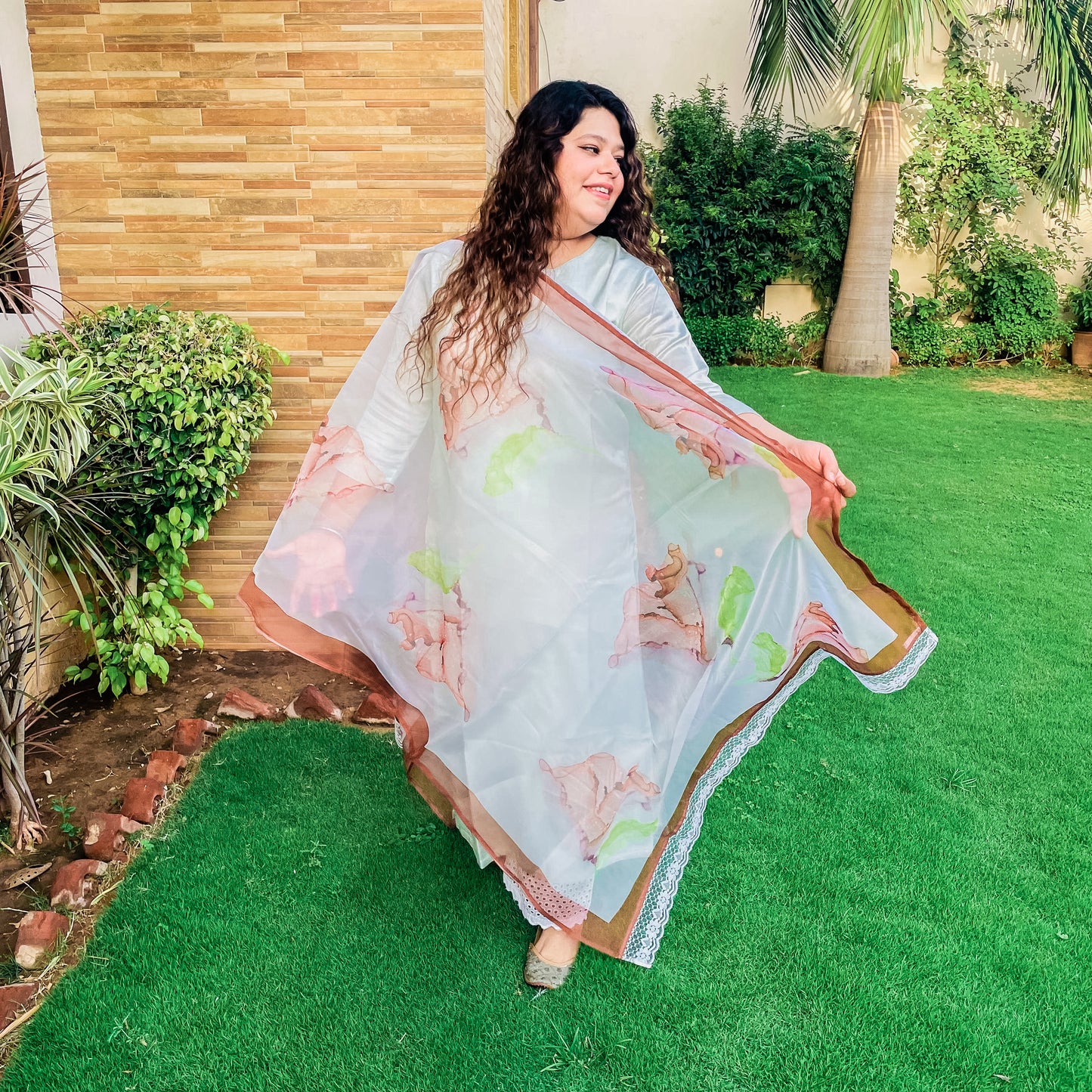 Dusty Twilight Organza Dupatta