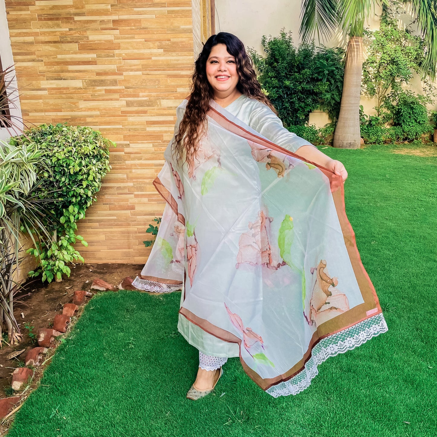 Dusty Twilight Organza Dupatta