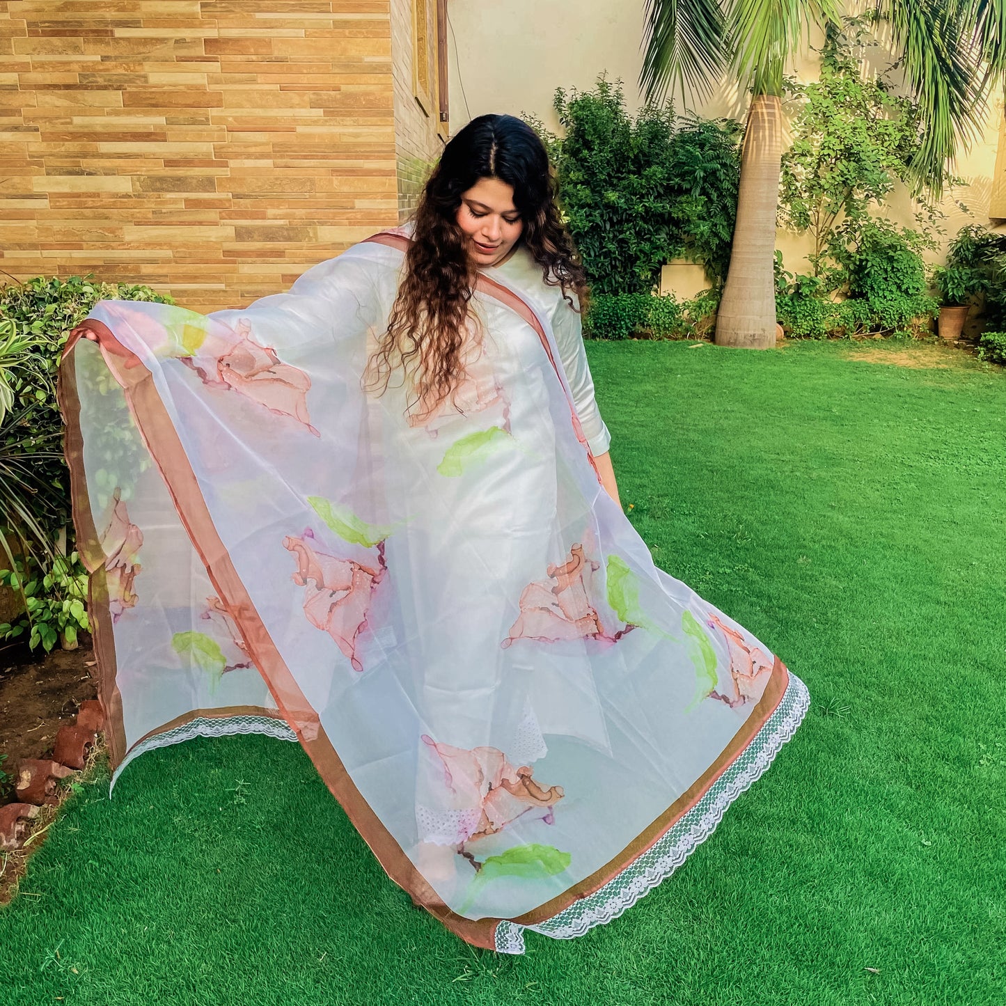 Dusty Twilight Organza Dupatta