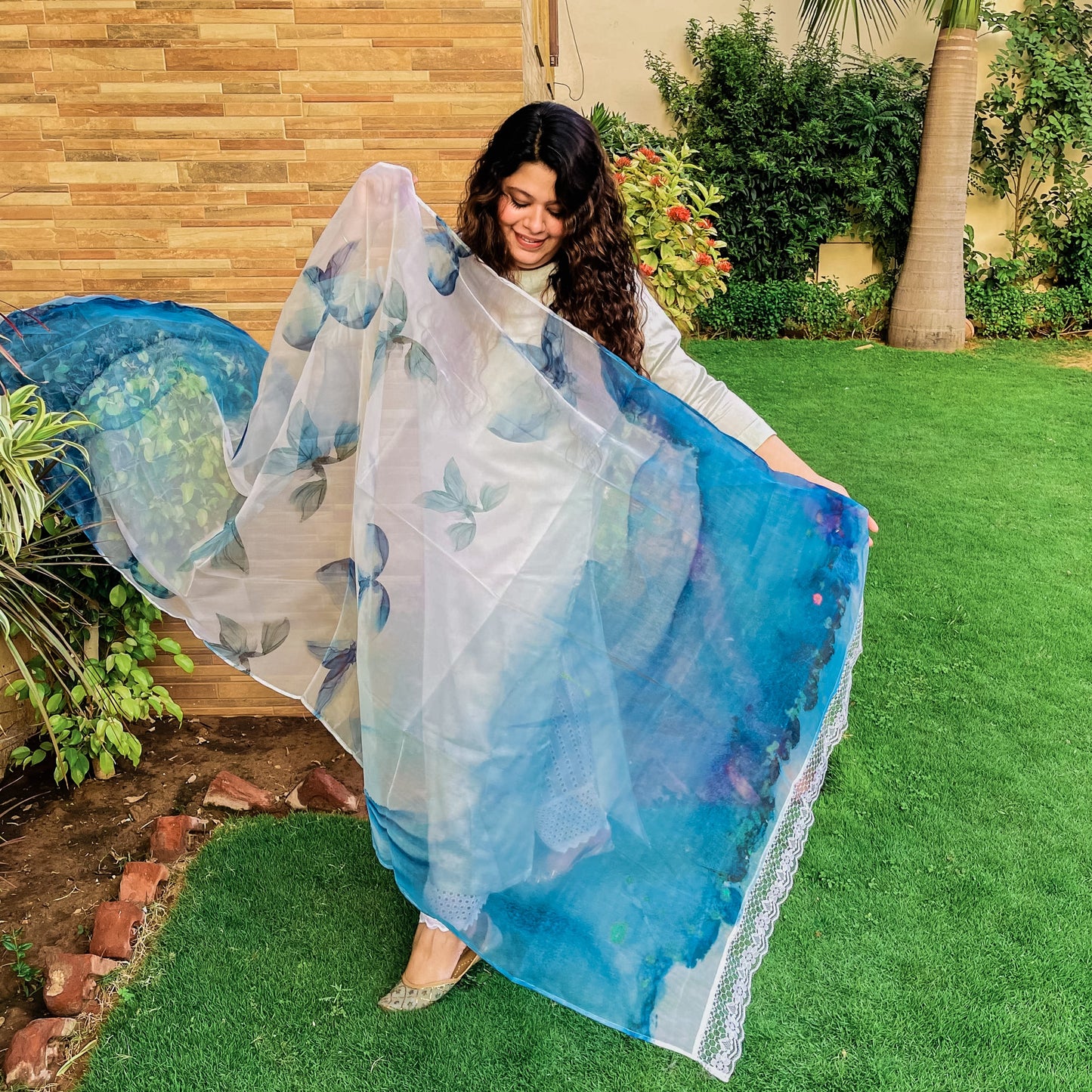 Winged Wonders Organza Dupatta