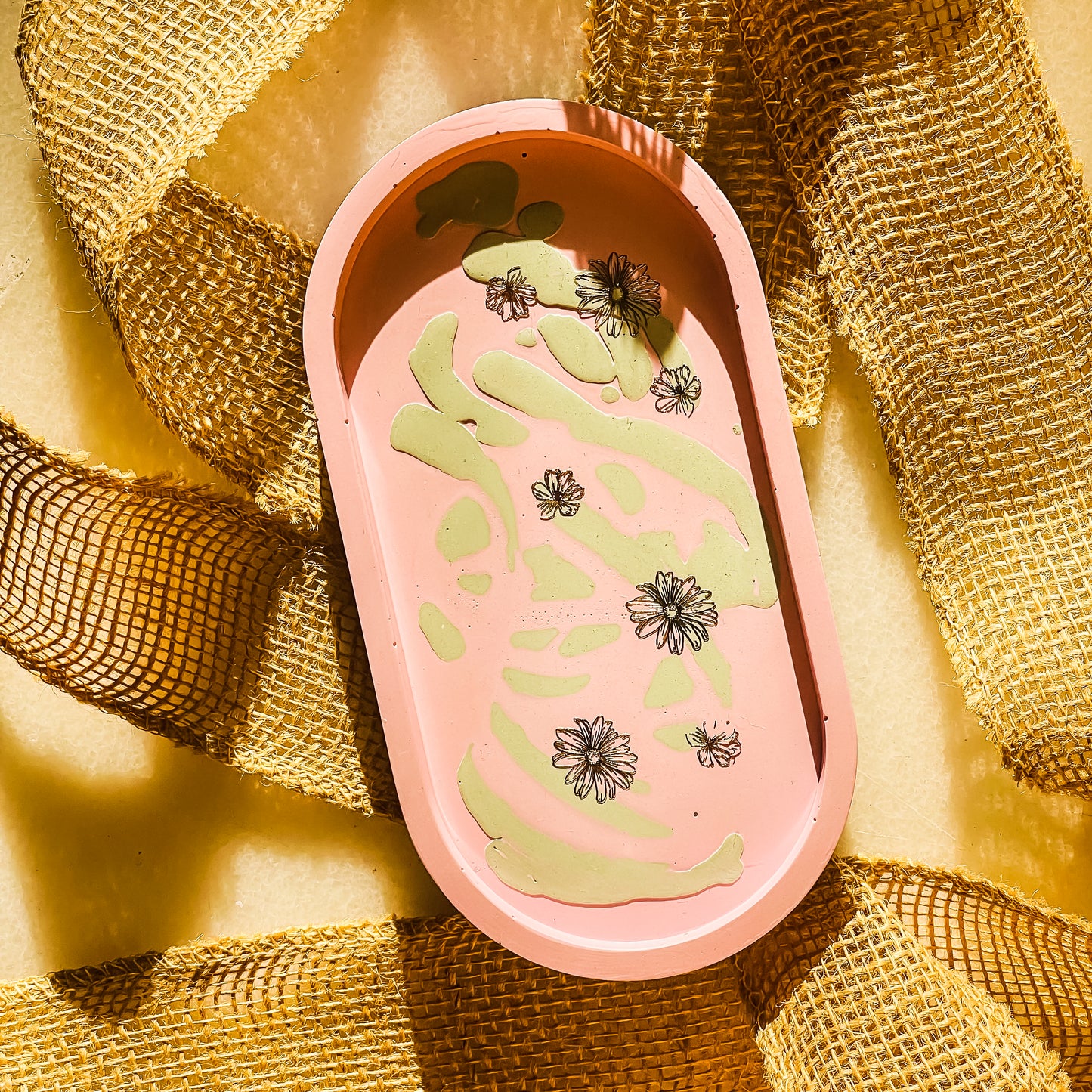 Pink and Green Oval Tray