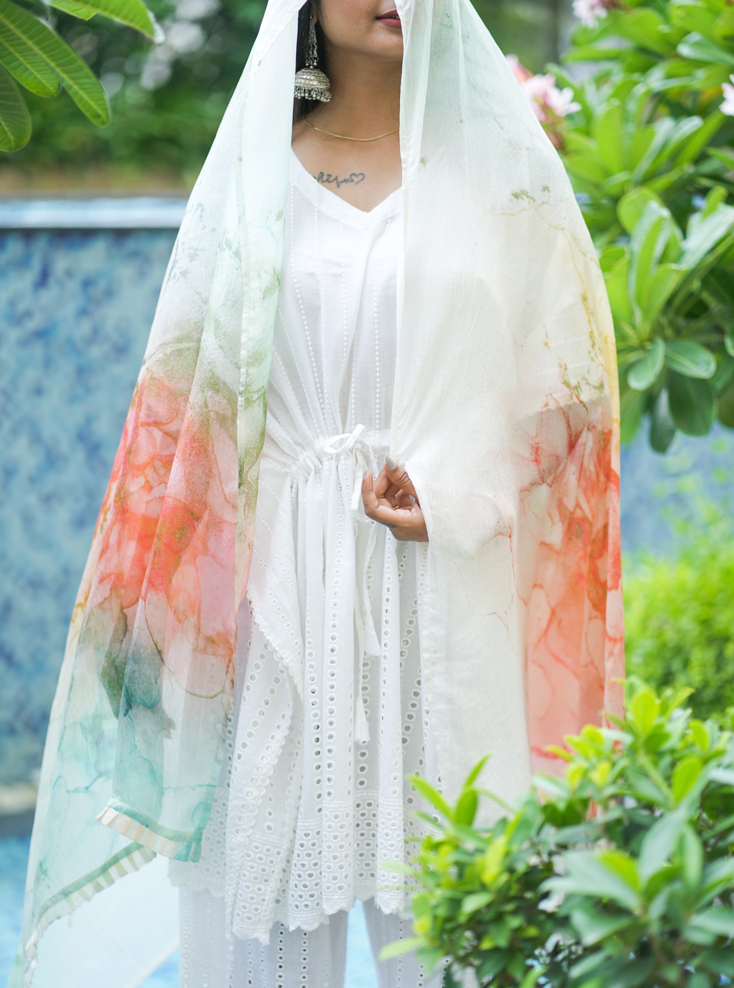 Roses Organza Silk Dupatta
