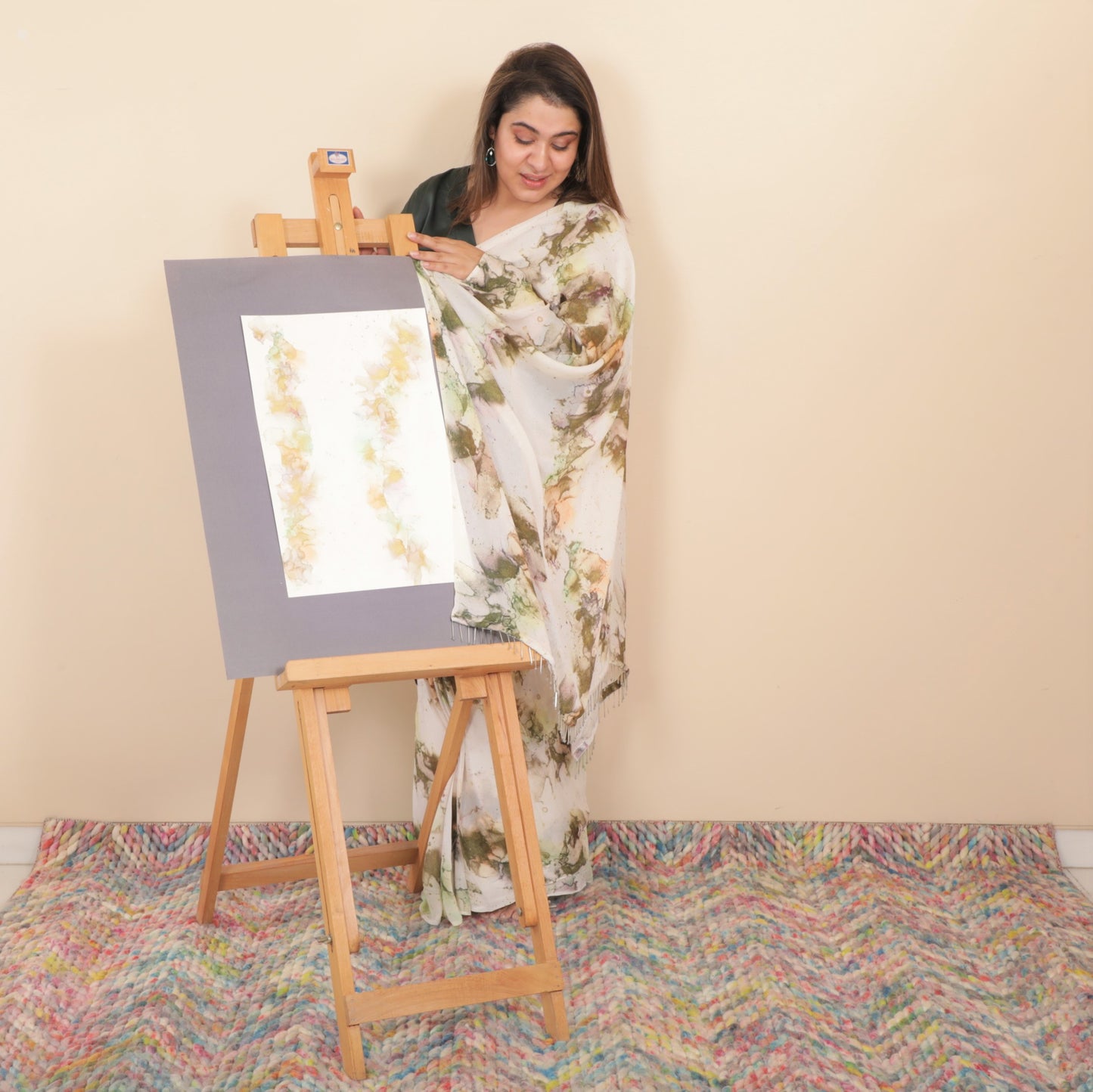 Path Pre Stitched Chinon Sari