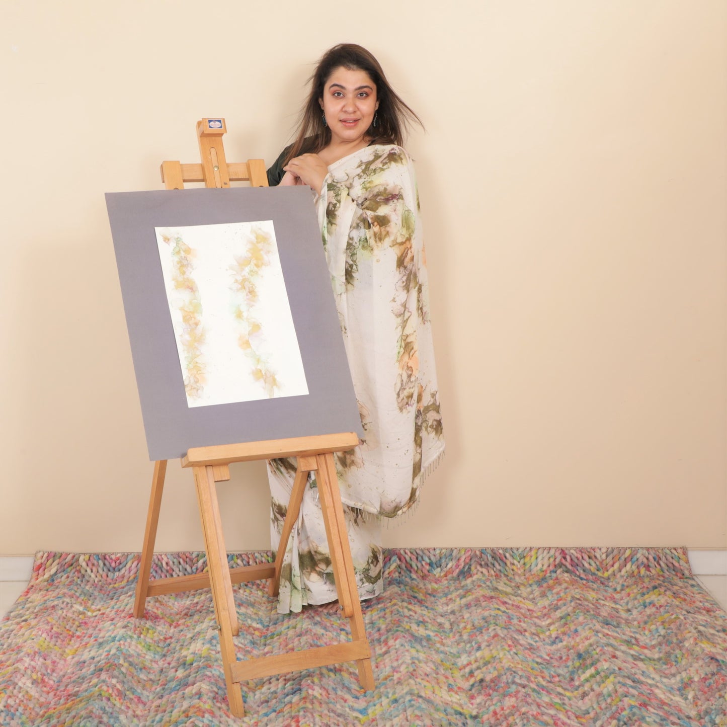 Path Pre Stitched Chinon Sari